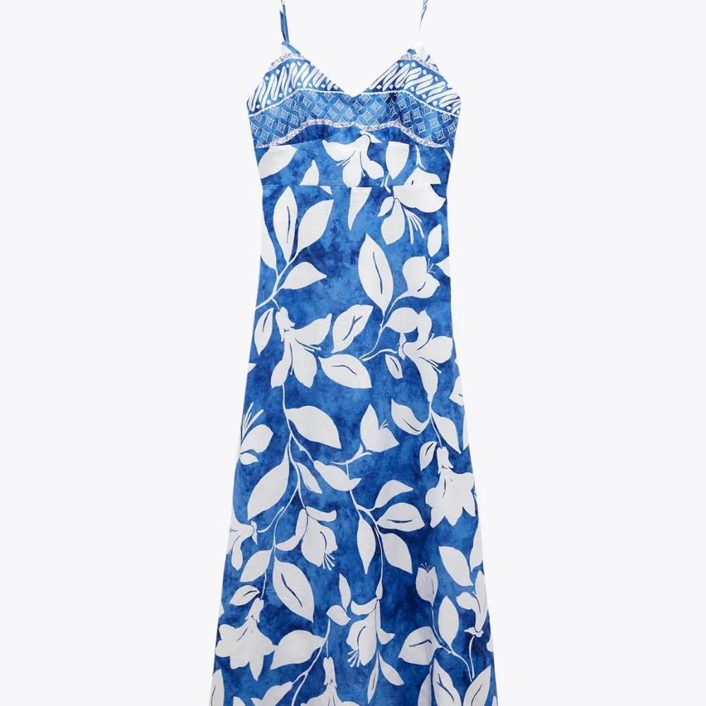 Zara limited edition linen blend print midi dress - Picture 3 of 3
